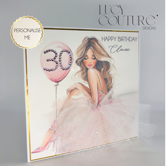 Beautiful 3D Tulle Personalised Birthday Card for Her