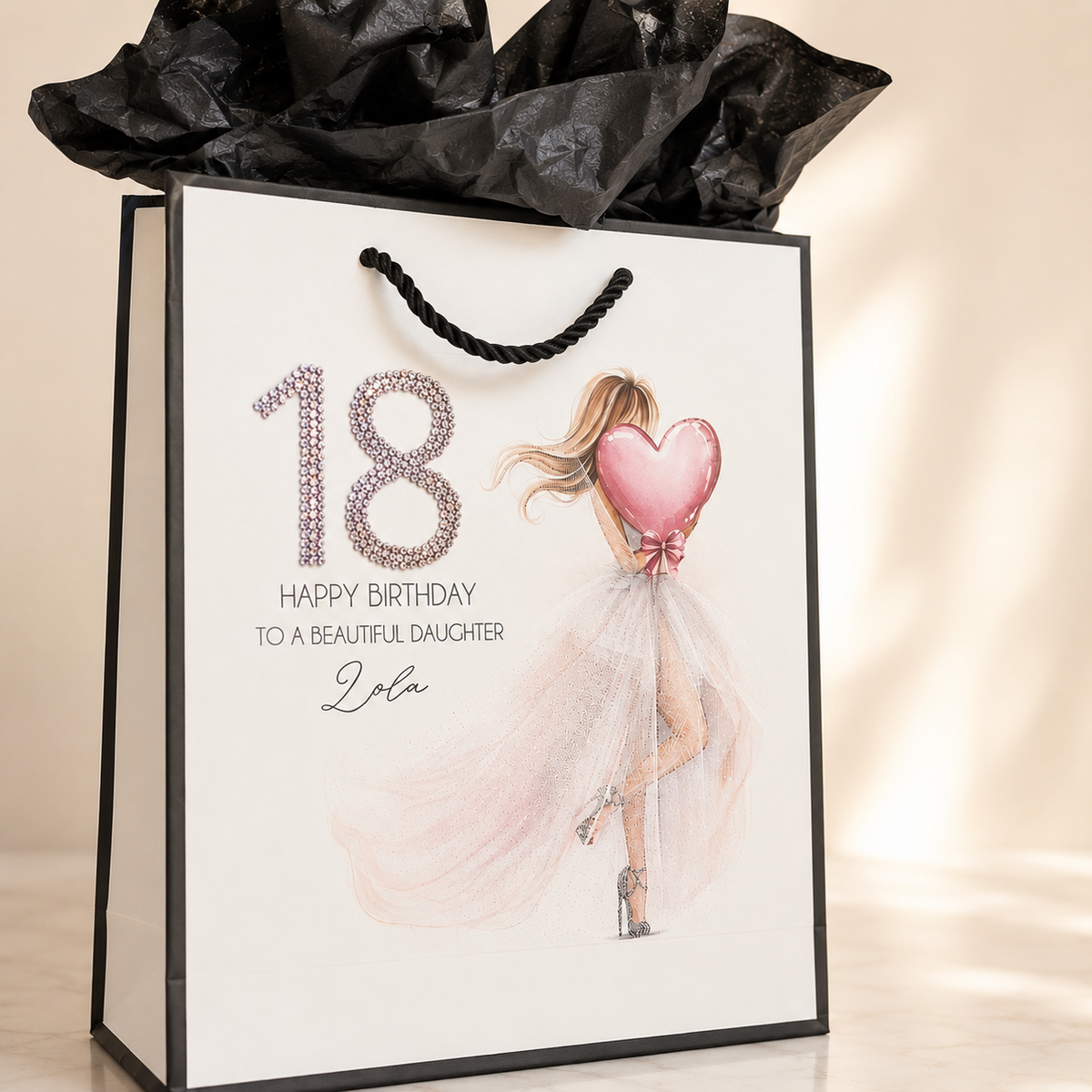 Luxury Personalised 18th Birthday Crystal Card for Daughter