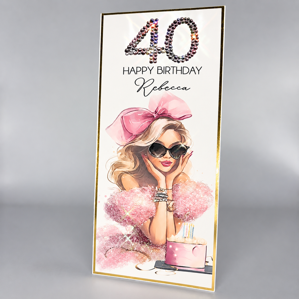 Luxury Personalised 40th Birthday Crystal Card