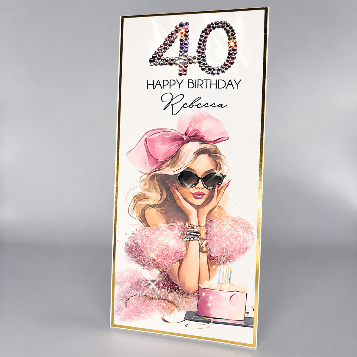 Luxury Personalised 40th Birthday Crystal Card