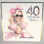Luxury Personalised 40th Birthday Crystal Card – Milestone Design – detail view 3