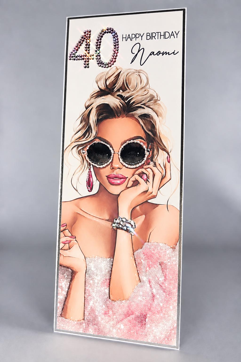Luxury Personalised 30th Birthday Crystal Card for Her – detail view 10