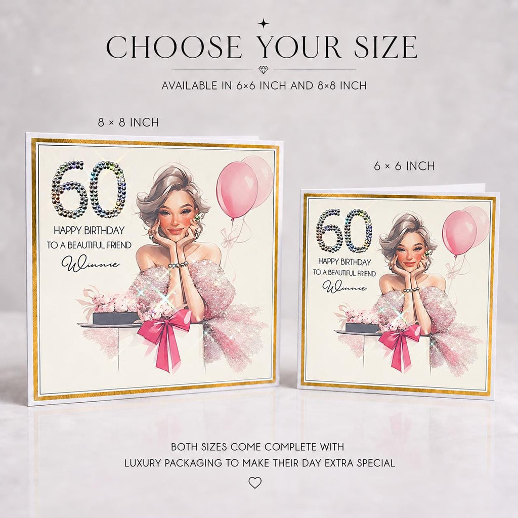 Luxury Personalised 60th Birthday Crystal Card for a Friend – detail view 4