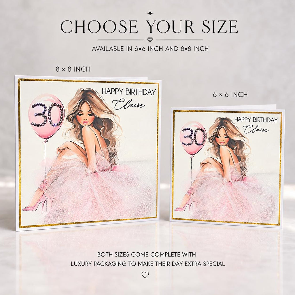 Luxury Personalised 30th Birthday Crystal Card – Glamorous Design – detail view 4