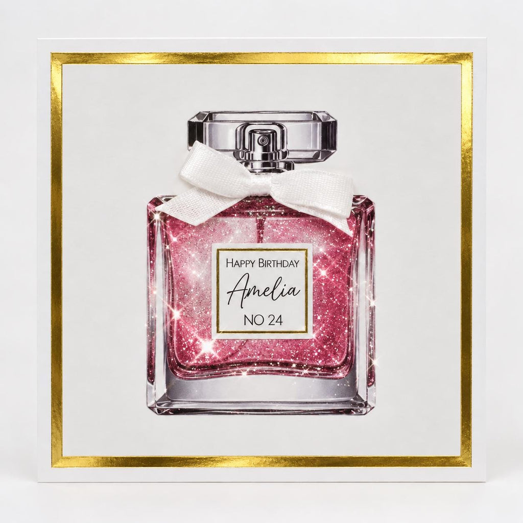 Luxury Personalised Perfume Bottle Birthday Card for Her – detail view 2