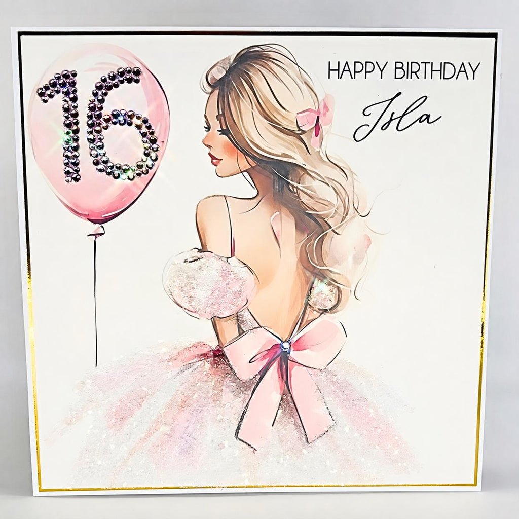 Personalised Sweet 16 Crystal Birthday Card for Her – detail view 2