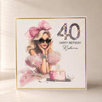 Luxury Personalised 40th Birthday Crystal Card – Milestone Design – detail view 2