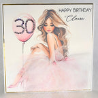 Luxury Personalised 30th Birthday Crystal Card – Glamorous Design – detail view 2