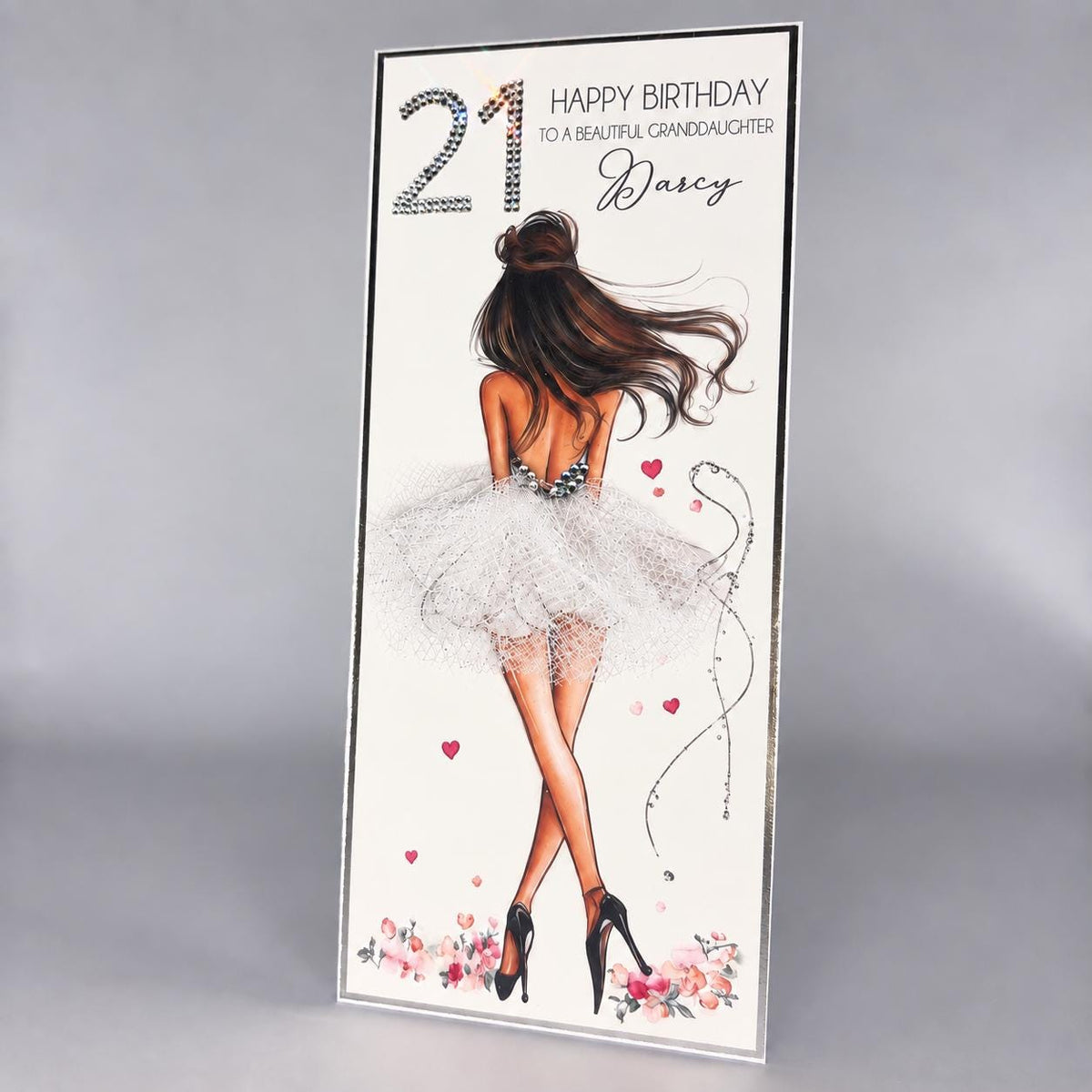 Luxury Personalised 21st Birthday Crystal Card for Granddaughter – detail view 9