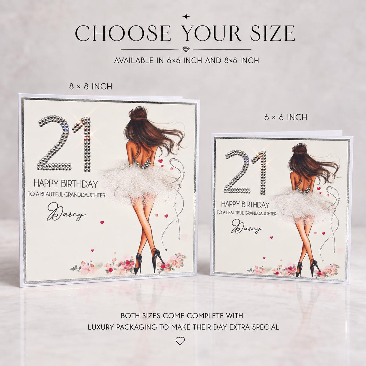 Luxury Personalised 18th Birthday Crystal Card for Granddaughter – detail view 3