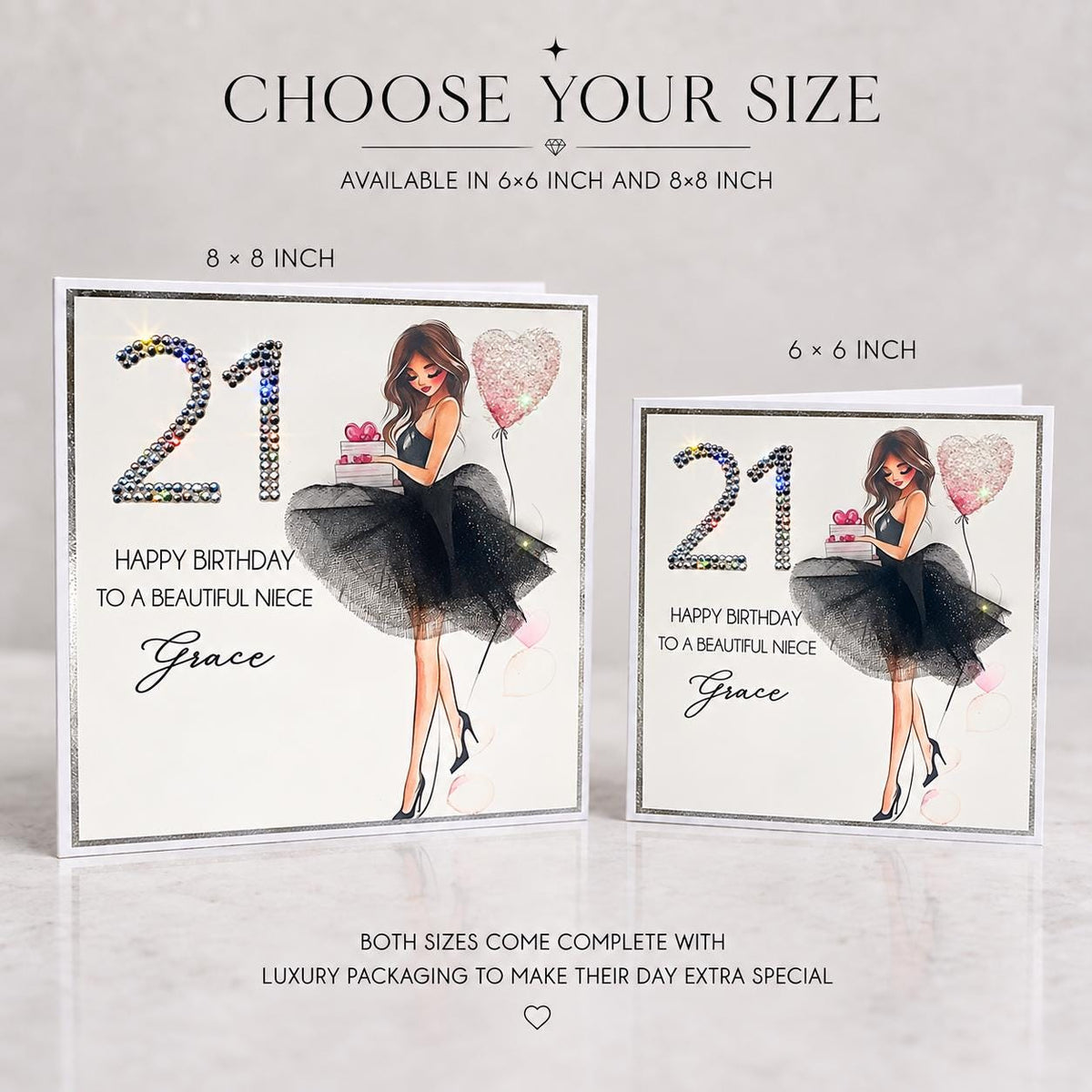 Luxury Personalised 18th Birthday Crystal Card for Her – detail view 4