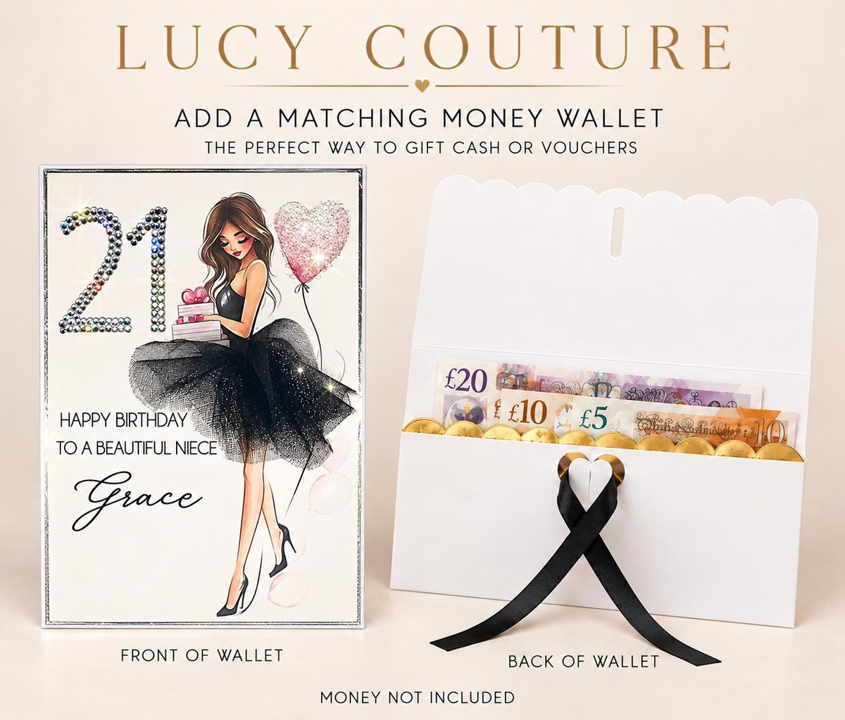 Luxury Personalised 21st Birthday Crystal Card for Her – detail view 9
