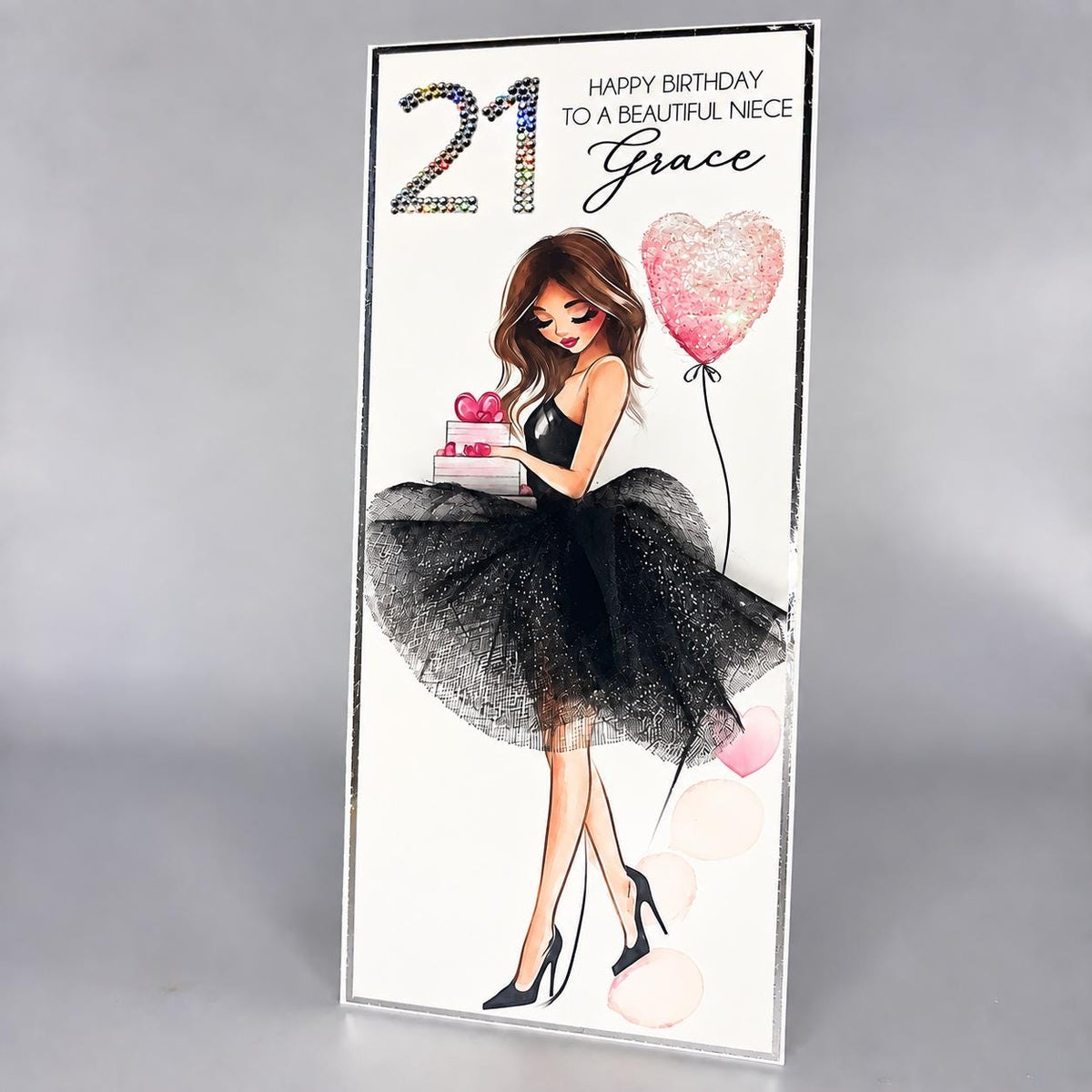 Luxury Personalised 21st Birthday Crystal Card for Her – detail view 10
