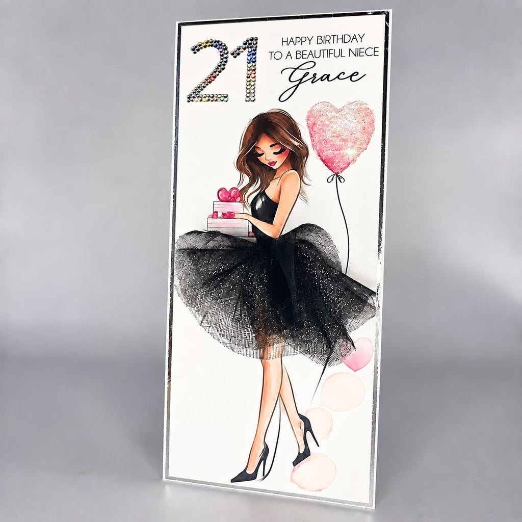 Luxury Personalised 18th Birthday Crystal Card for Her – detail view 10