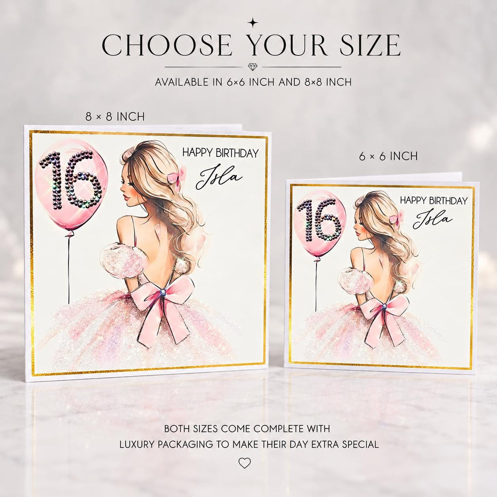 Personalised Sweet 16 Crystal Birthday Card for Her – detail view 4