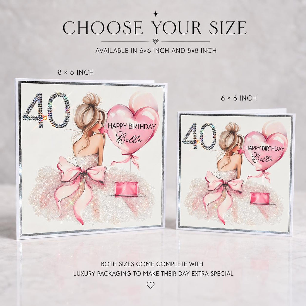 Luxury Personalised 40th Birthday Crystal Card – Sunglasses Design – detail view 4