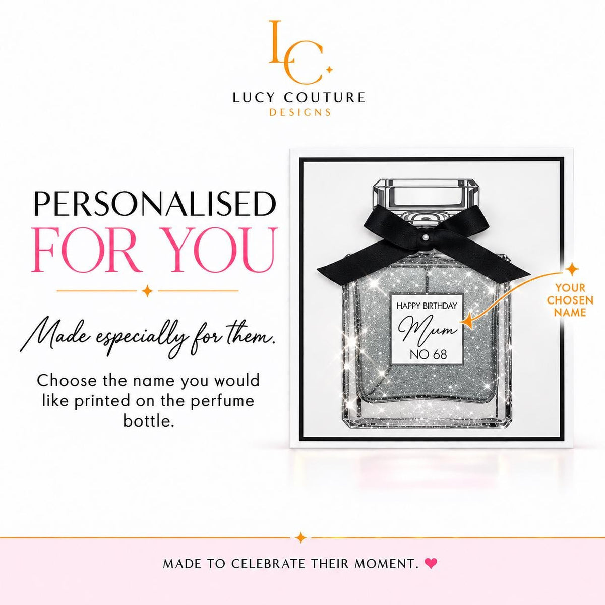 Personalised Perfume Bottle Birthday Card for Mum, Sister or Friend – detail view 3