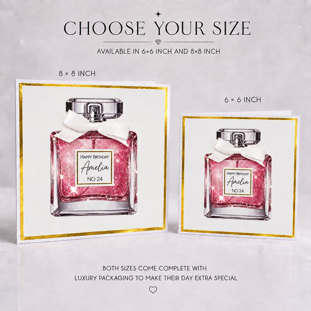 Luxury Personalised Perfume Bottle Birthday Card for Her – detail view 4