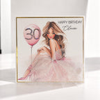 Luxury Personalised 30th Birthday Crystal Card – Glamorous Design – front view