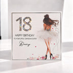 Luxury Personalised 18th Birthday Crystal Card for Granddaughter – front view