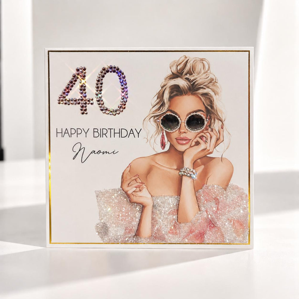 40th Birthday Pink Bow Card