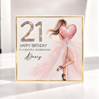 Luxury Personalised 21st Birthday Crystal Card – Milestone Design – front view