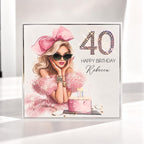 Luxury Personalised 40th Birthday Crystal Card – Milestone Design – front view