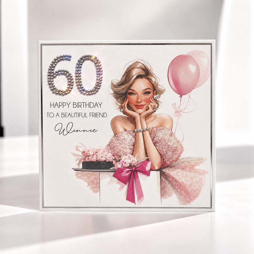 60th Birthday Crystal Card for a Friend