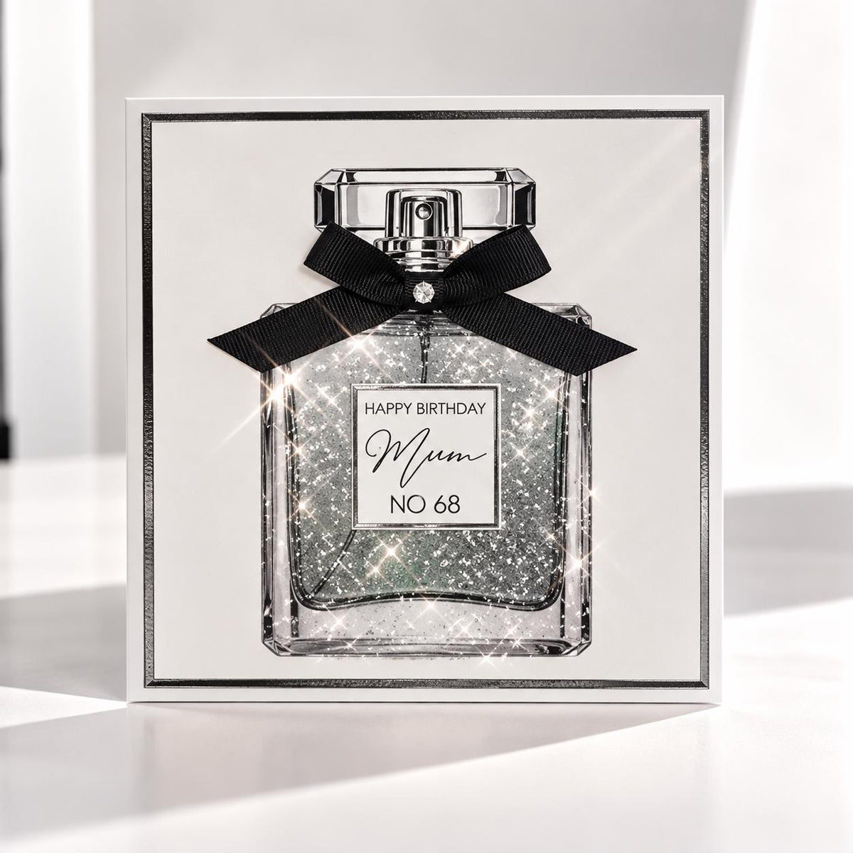 Personalised Perfume Bottle Birthday Card for Mum, Sister or Friend – front view