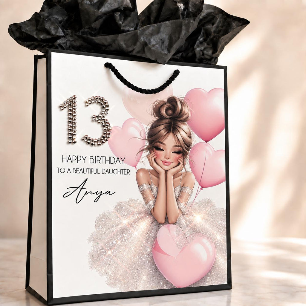 Elegant 13th Birthday Card for Daughter, Sister, Friends 13th Personalized Handmade Card