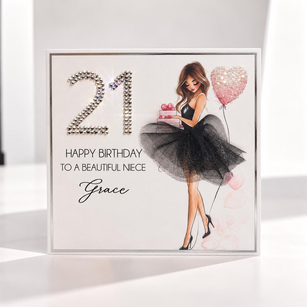 21st Birthday Crystal Card for Her