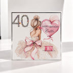 Luxury Personalised 40th Birthday Crystal Card – Sunglasses Design – front view