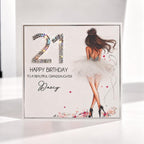 Luxury Personalised 21st Birthday Crystal Card for Granddaughter – front view