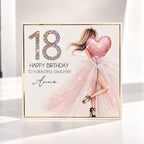 Luxury Personalised 18th Birthday Crystal Card – Milestone Design – front view