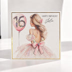 Personalised Sweet 16 Crystal Birthday Card for Her – front view