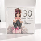 Personalised 30th Birthday Card for Sister, Luxury Handmade Crystal Birthday Card, Sparkly Rhinestone Card, Elegant Milestone Birthday Gift