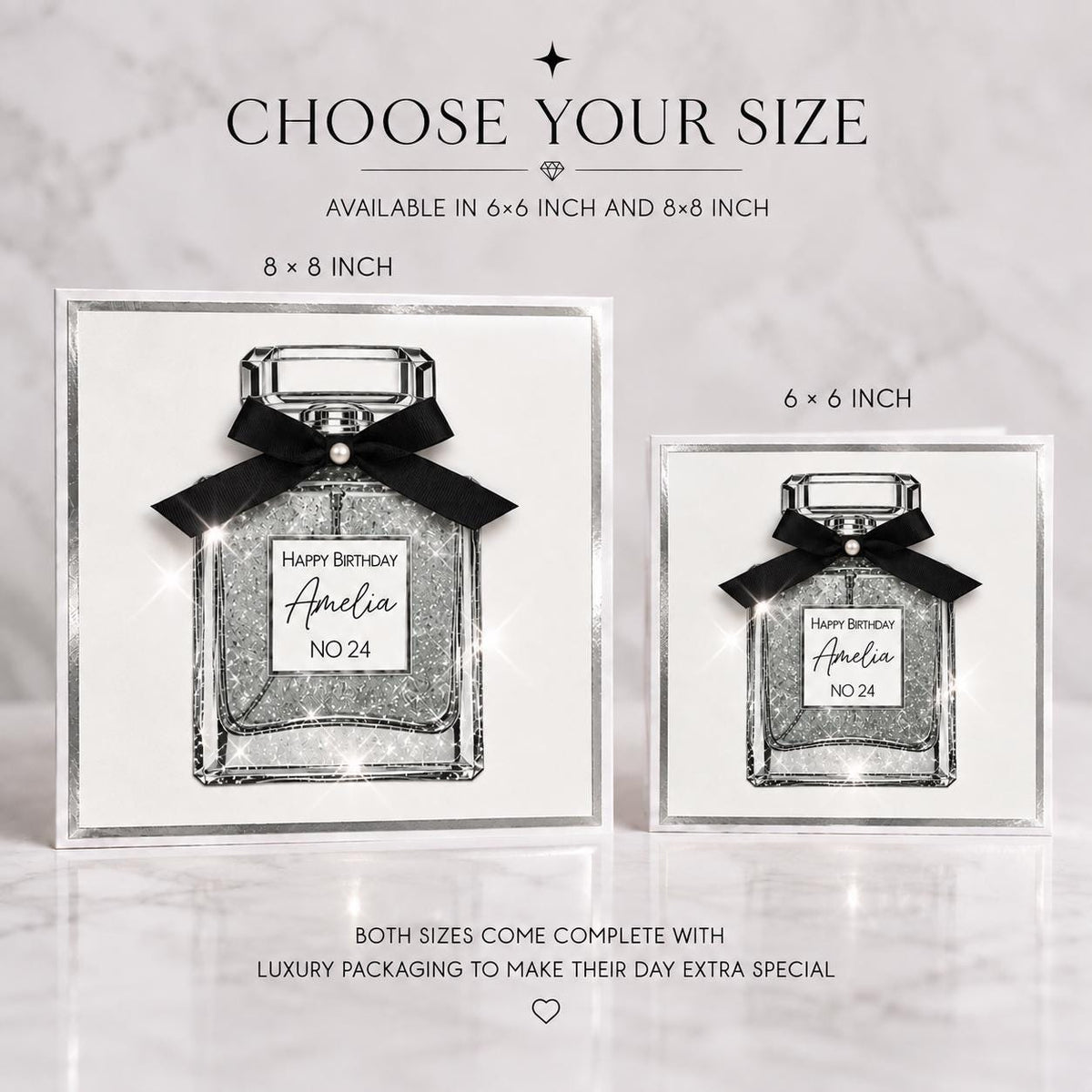 Personalised Perfume Bottle Birthday Card for Mum, Sister or Friend – detail view 4