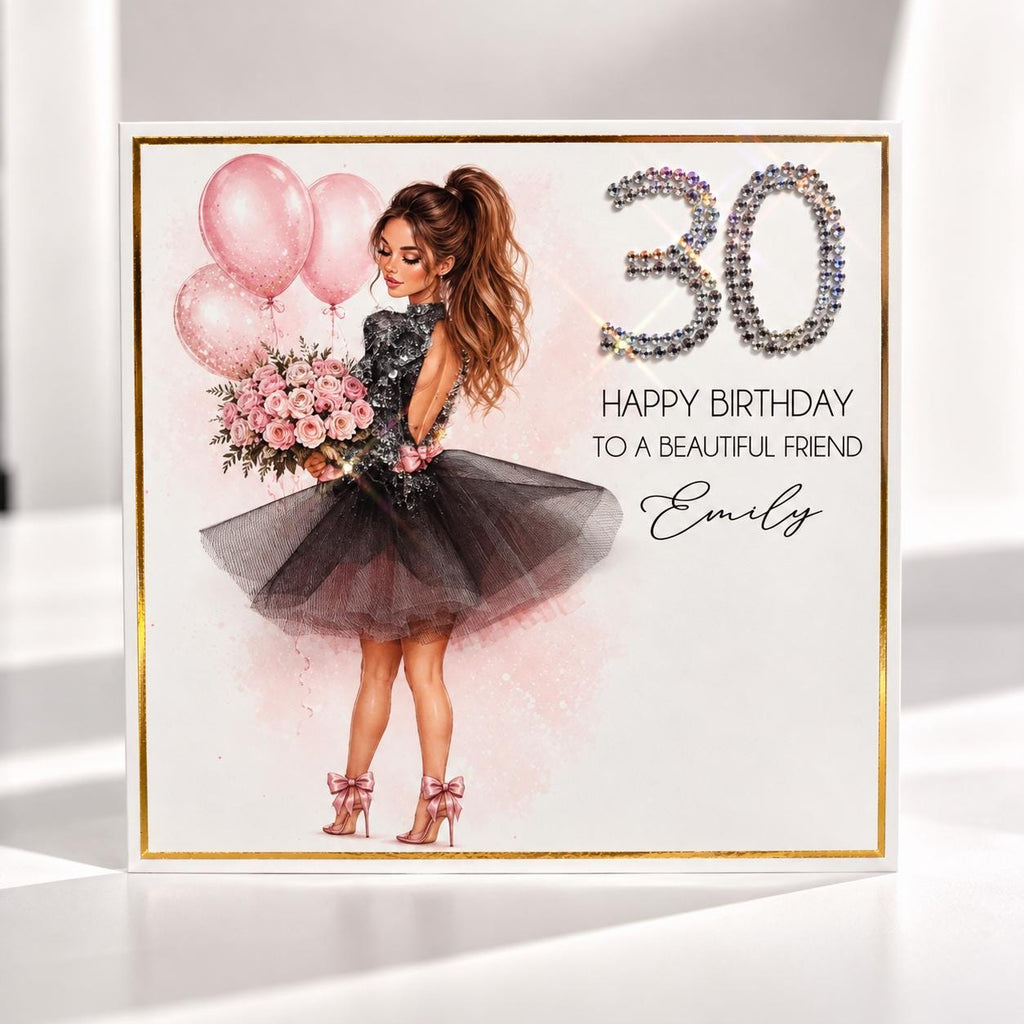 Luxury Personalised Birthday Card for Her, Daughter, Sister, Granddaughter Milestone Keepsake – photo 1