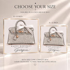 Personalised Handbag Birthday Card | Crocodile Effect Bag Illustration | Handmade Sparkle Card for Her | 6x6 or 8x8 – photo 2