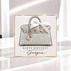 Personalised Handbag Birthday Card | Crocodile Effect Bag Illustration | Handmade Sparkle Card for Her | 6x6 or 8x8 – photo 1