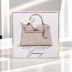 Personalised Pink Handbag Birthday Card | Handmade Glitter Card for Her | Luxury Bag Lover Gift | 6x6 or 8x8 – photo 1