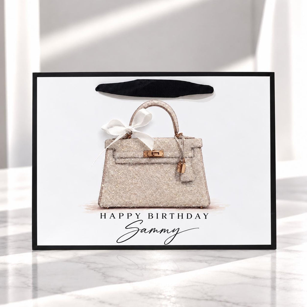Personalised Pink Handbag Birthday Card | Handmade Glitter Card for Her | Luxury Bag Lover Gift | 6x6 or 8x8 – photo 8