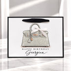 Personalised Handbag Birthday Card | Crocodile Effect Bag Illustration | Handmade Sparkle Card for Her | 6x6 or 8x8 – photo 6