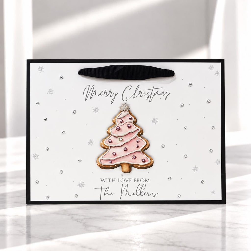 Personalised 3D Luxury Christmas Card | Sparkly Christmas Tree Cookie Ornament | Custom Family Name Holiday Card | Handmade Festive Greeting – photo 2