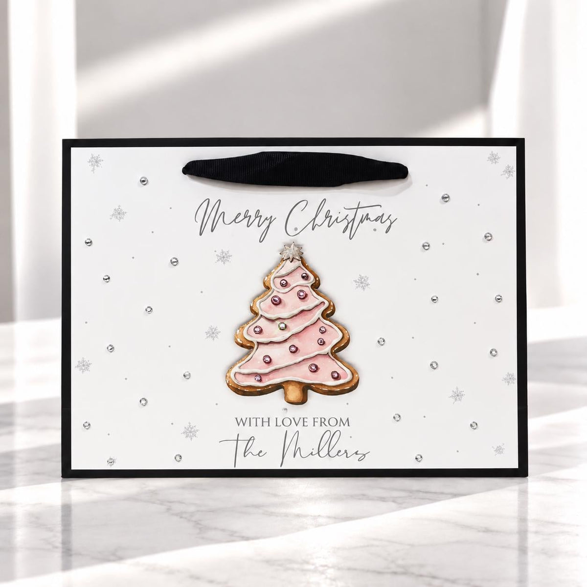 Personalised 3D Luxury Christmas Card | Sparkly Christmas Tree Cookie Ornament | Custom Family Name Holiday Card | Handmade Festive Greeting – photo 2