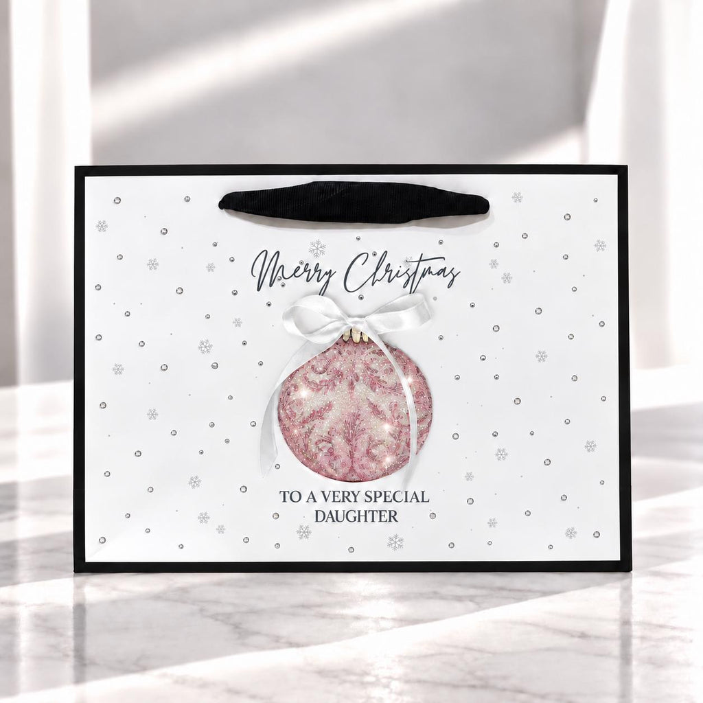 Personalised Sparkly Christmas Bauble Card, Luxury Handmade Crystal Christmas Card, Pink Festive Greeting Card – photo 3
