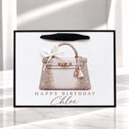 Personalised Pink Handbag Birthday Card | Handmade Glitter Card for Her | Luxury Bag Lover Gift | 6x6 or 8x8 – photo 8