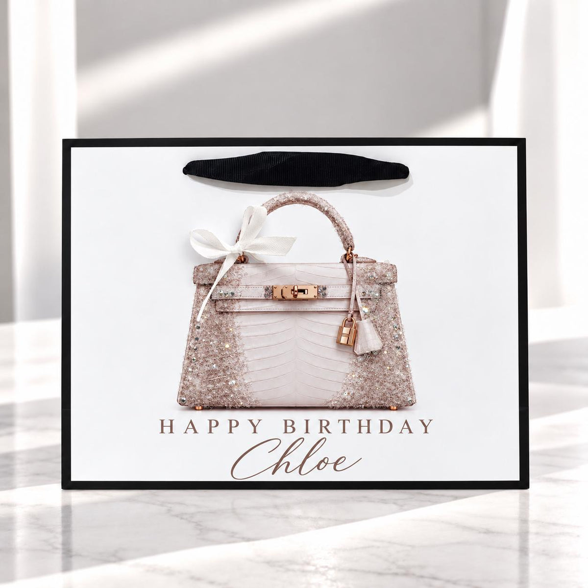 Personalised Pink Handbag Birthday Card | Handmade Glitter Card for Her | Luxury Bag Lover Gift | 6x6 or 8x8 – photo 8