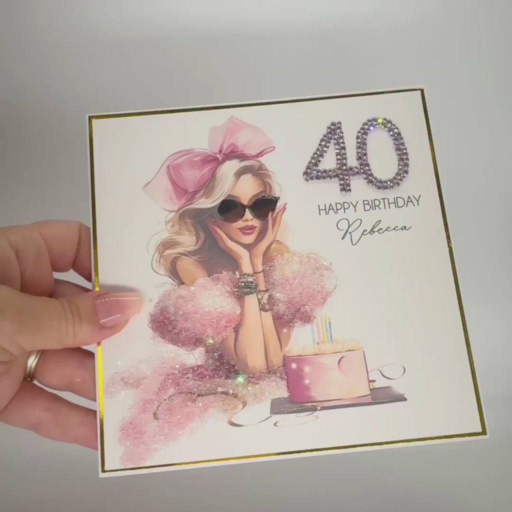 Luxury Personalised 40th Birthday Crystal Card