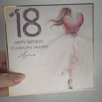 Luxury Personalised 18th Birthday Crystal Card for Daughter – Pink Heart Design